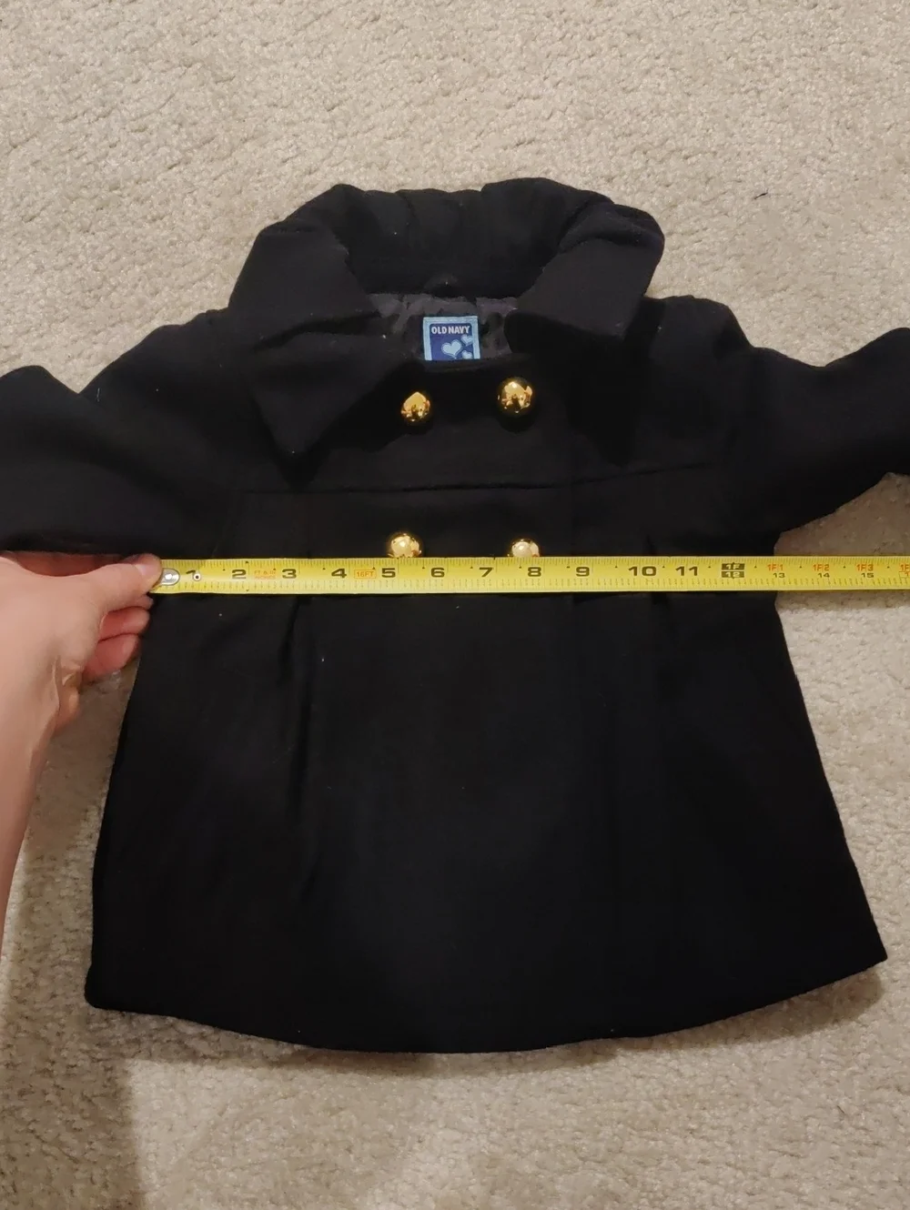 OLD NAVY BLACK WOOL Blend PEACOAT JACKET HOLIDAY DRESSY COAT 5T Y2K Cottagecore